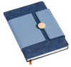 Elegant Dual-Tone PU Leather Notebook with Button Closure & Ribbon Bookmark
