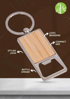Bamboo Keychain With Bottle Opener, Finish / Plating: Silver Plated