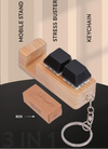 Stress Buster With Mobile Stand Bamboo Keychain